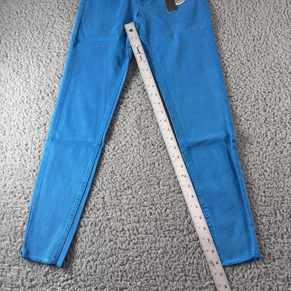 TRACTR MONA Bright Dive Blue High‎ Rise Stretch Cut Off Crop Jeans Sz 0/25 NWT - Picture 7 of 11